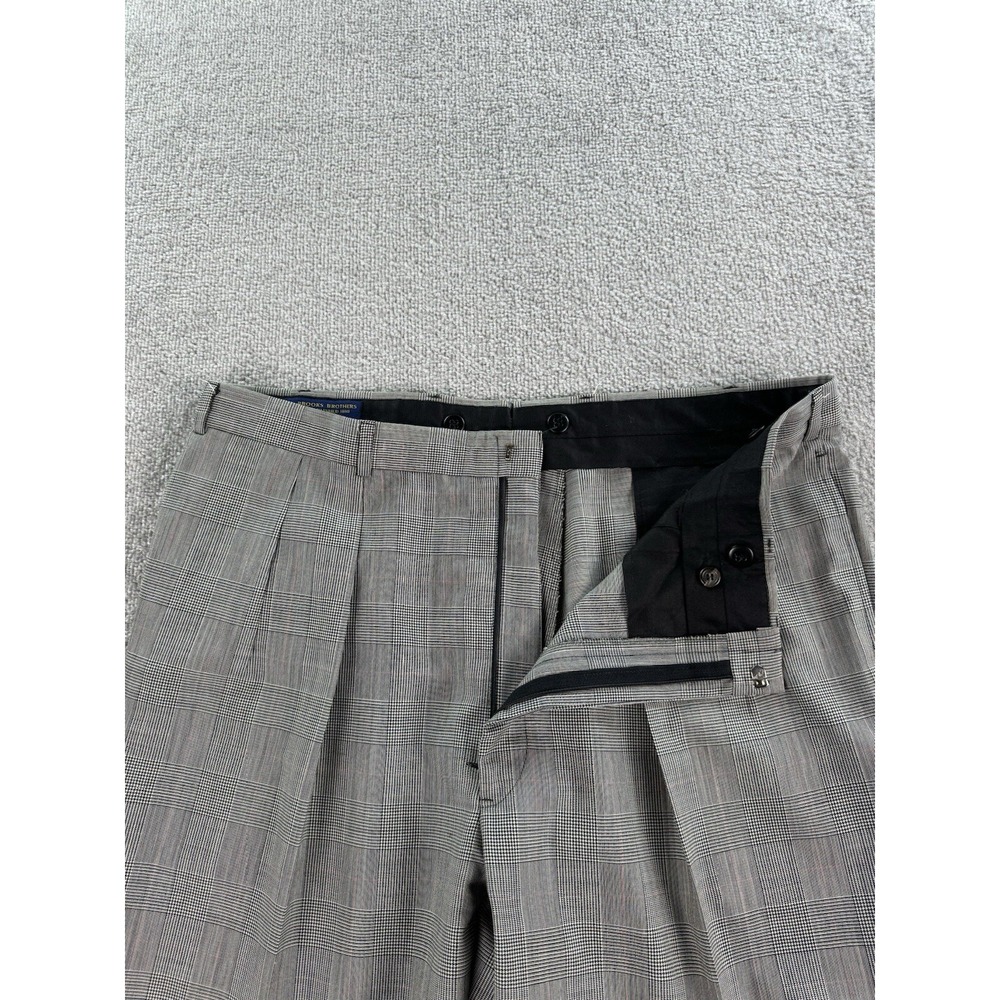 Vintage Brooks Brothers Suit 40 L Black White Wool Glen Plaid Luxury USA 40x30 - Picture 13 of 16